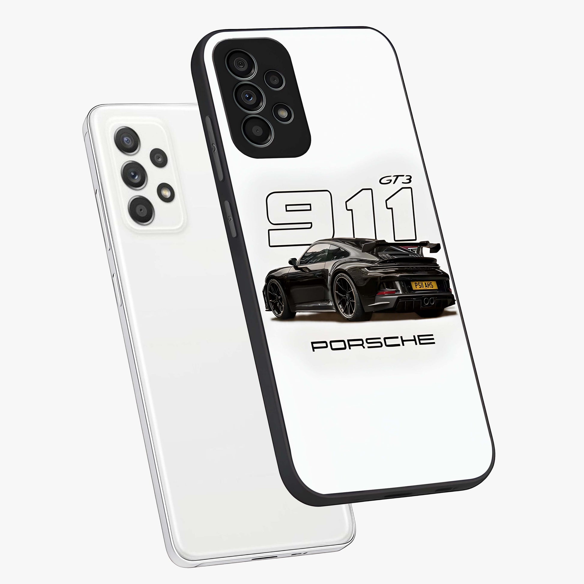 Turbo Legacy Icon Glass Case displayed in angled mockup highlighting dynamic automotive design with performance aesthetic.
