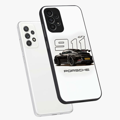 Turbo Legacy Icon Glass Case displayed in angled mockup highlighting dynamic automotive design with performance aesthetic.
