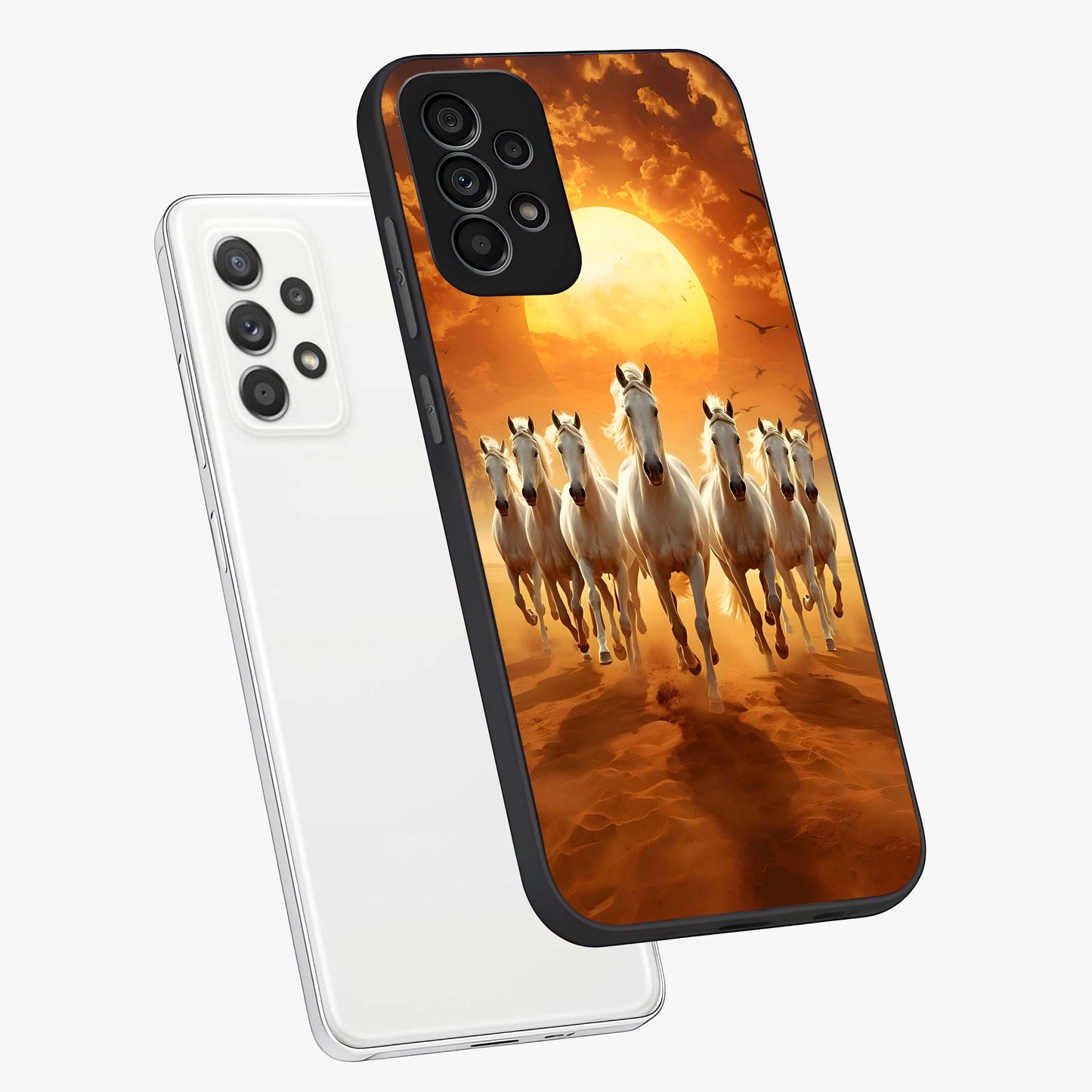 Wild Sunset Majesty Glass Case displayed in angled mockup highlighting vibrant sunset sky design with scenic aesthetic.