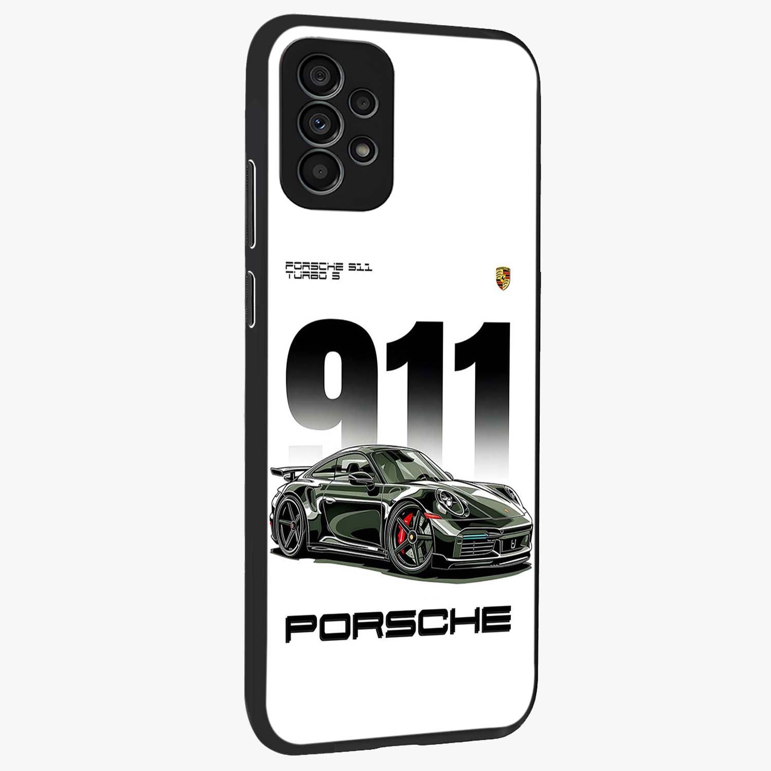 911 Turbo Dominance Glass Case upright perspective showcasing powerful racing design and modern automotive aesthetic.