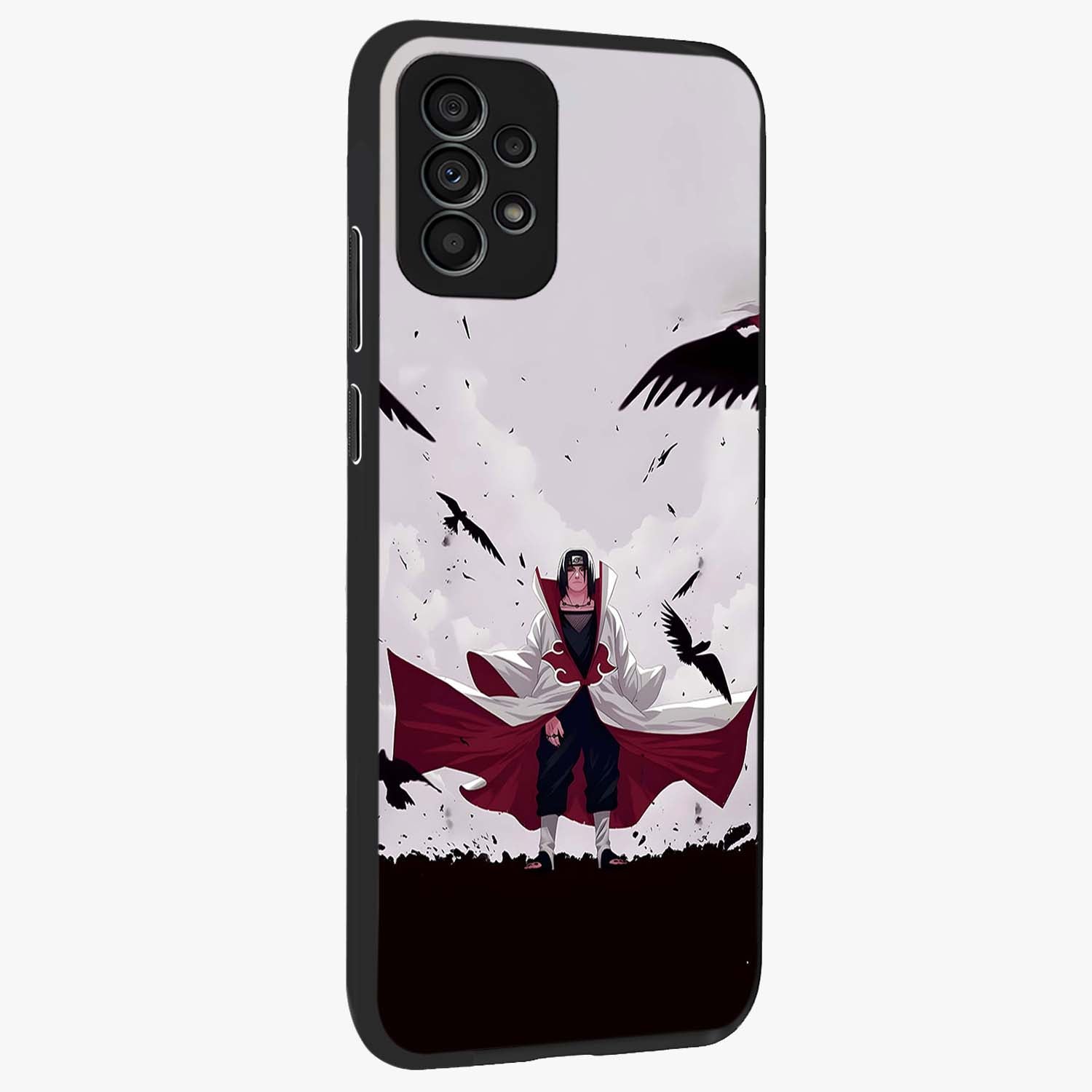 Crimson Crow Ascension Glass Case upright view showcasing dramatic crow artwork with bold gothic theme.