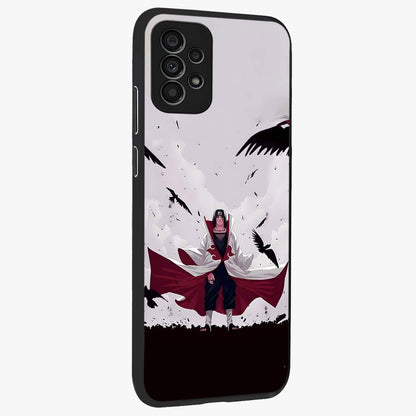 Crimson Crow Ascension Glass Case upright view showcasing dramatic crow artwork with bold gothic theme.