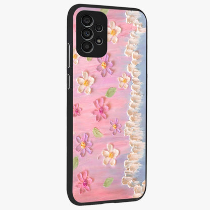 Dreamy Painted Garden Glass Case upright view showcasing vibrant floral garden artwork with artistic nature theme.