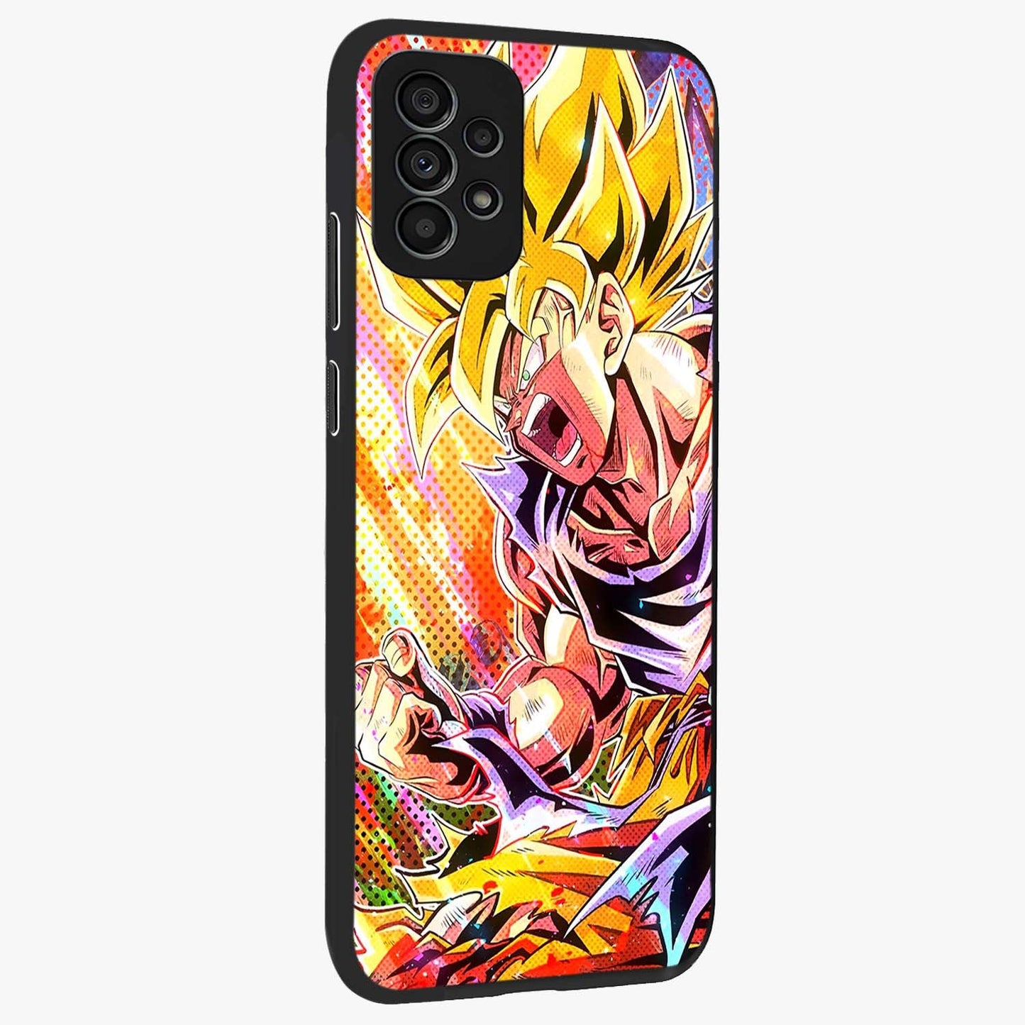 Firing Goku Glass Case upright view showcasing energetic anime artwork with bold warrior theme.