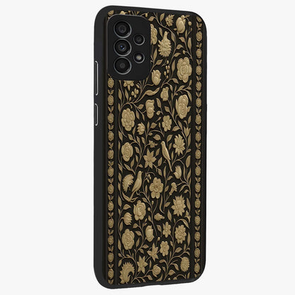 Golden Evil Eye Mandala Glass Case upright view showcasing decorative evil eye mandala artwork with spiritual aesthetic style.