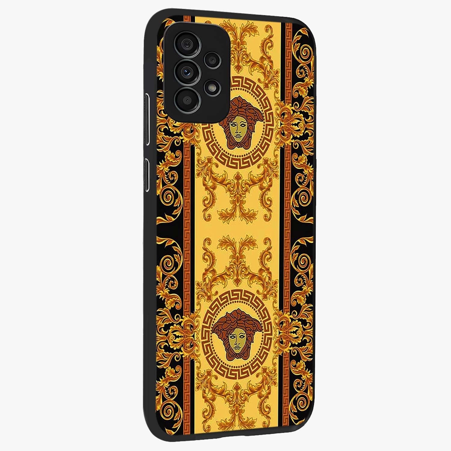 Golden Lotus Glow Glass Case upright view showcasing luminous lotus artwork with peaceful divine theme.
