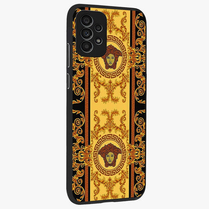 Golden Lotus Glow Glass Case upright view showcasing luminous lotus artwork with peaceful divine theme.