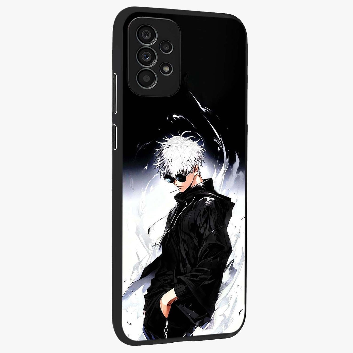 Limitless Shadow King Glass Case upright view showcasing bold shadow warrior artwork with epic fantasy theme.