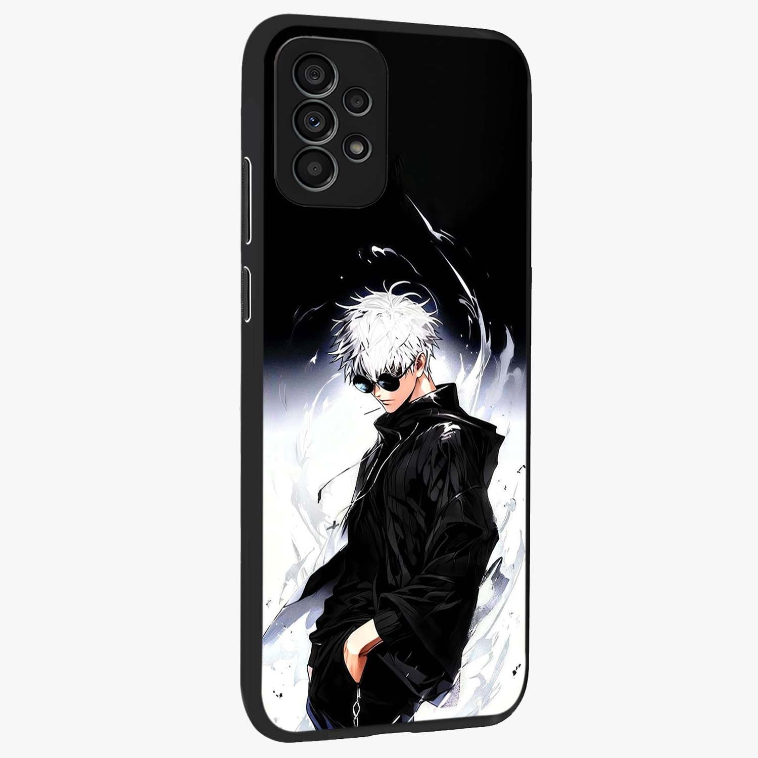 Limitless Shadow King Glass Case upright view showcasing bold shadow warrior artwork with epic fantasy theme.
