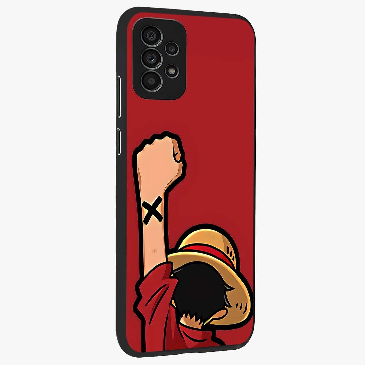 Luffy X Spirit Glass Case upright view showcasing striking anime artwork with adventurous character theme.