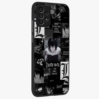 Midnight Chaos Mind Glass Case upright view showcasing expressive abstract artwork with bold dark theme.
