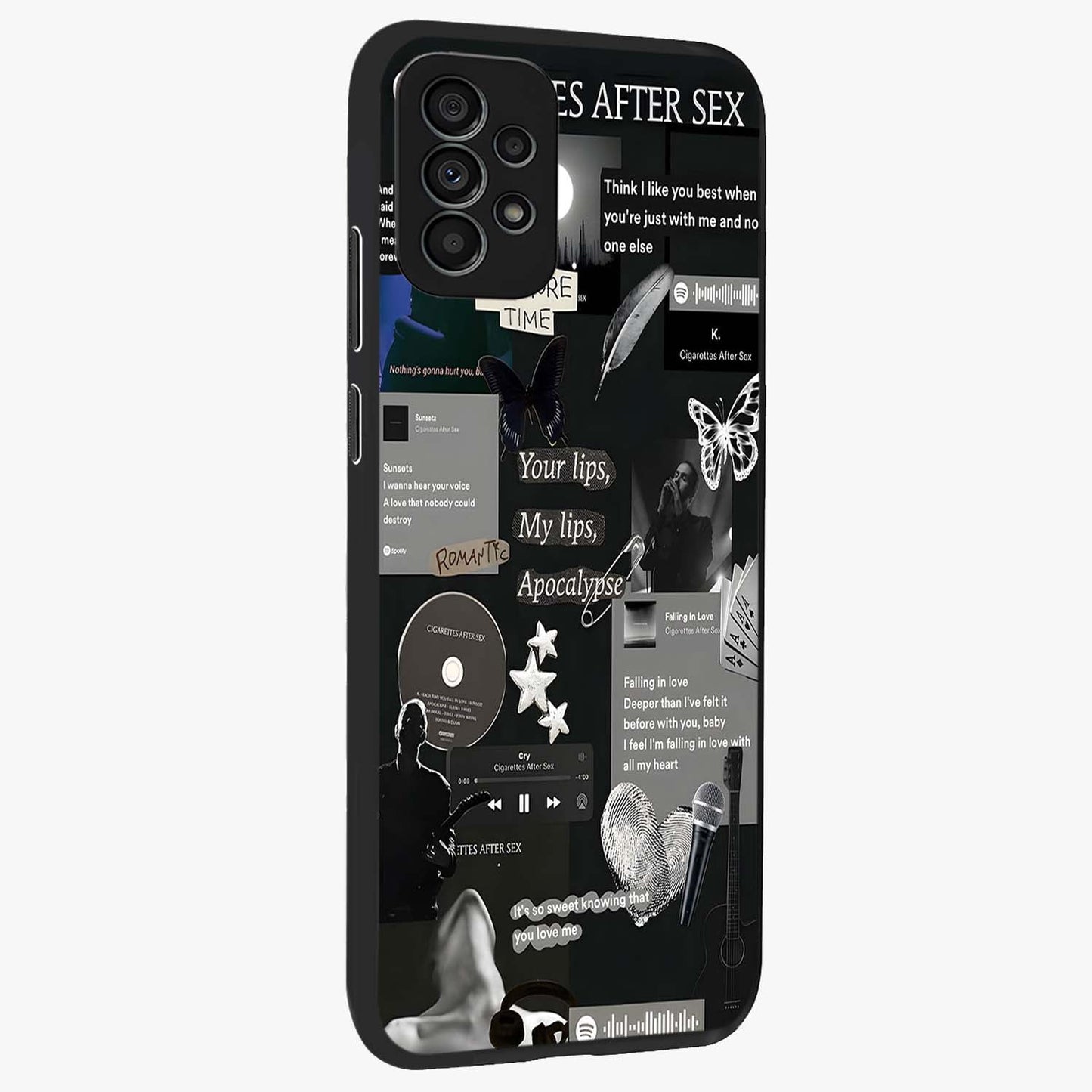 Midnight Love Echo Glass Case upright view showcasing expressive romantic artwork with dreamy midnight theme.