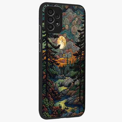 Moonlight Forest Dream Glass Case upright view showcasing magical forest artwork with calm night theme.