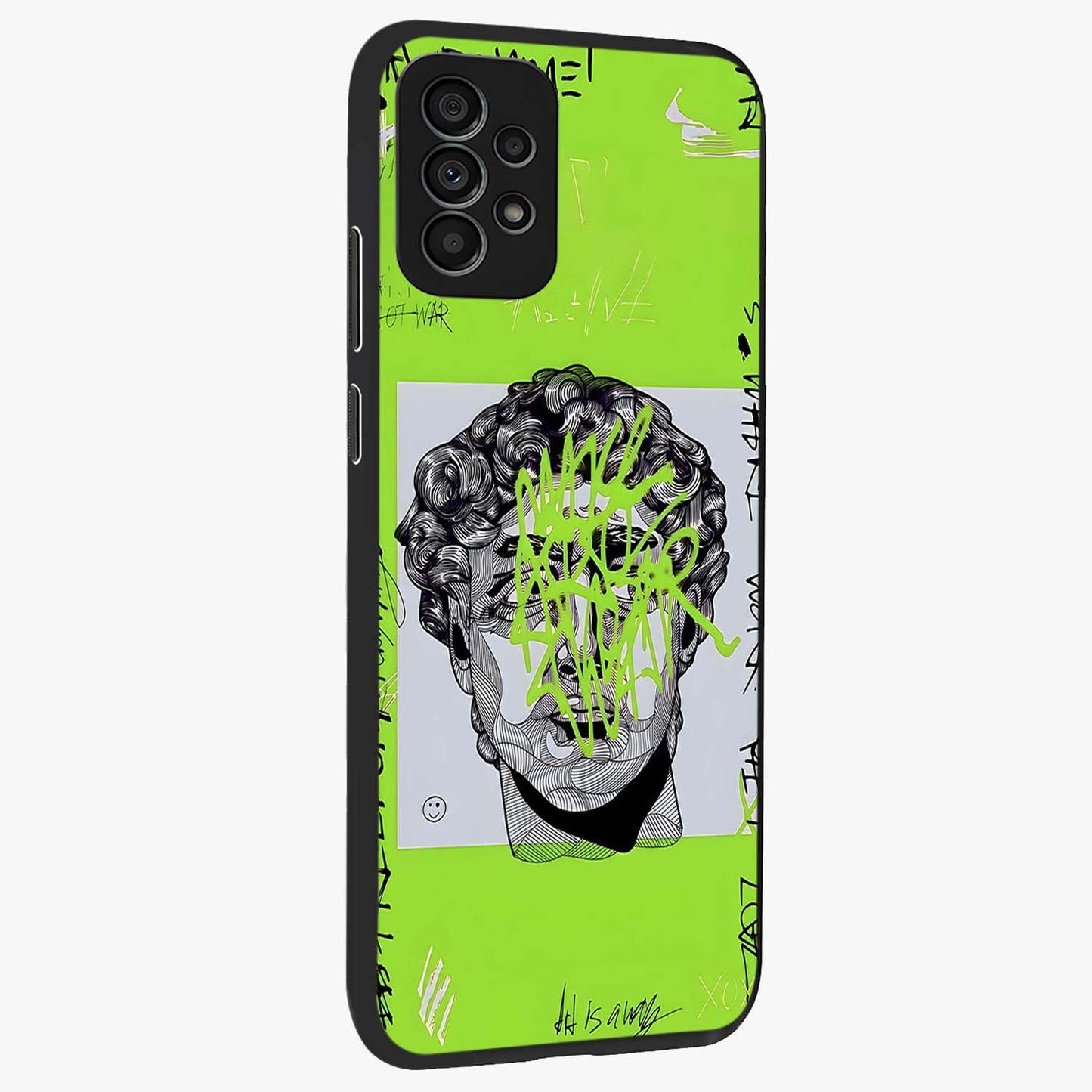 Neo Graffiti Rebellion Glass Case upright view showcasing colorful graffiti artwork with bold modern street style.