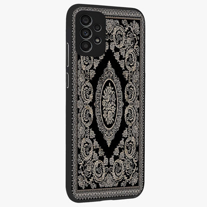 Noir Bloom Elegance Glass Case upright view showcasing graceful floral artwork with luxurious dark theme.