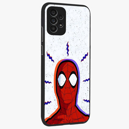 Omg Spiderman Glass Case upright view showcasing energetic superhero artwork with vibrant comic theme.