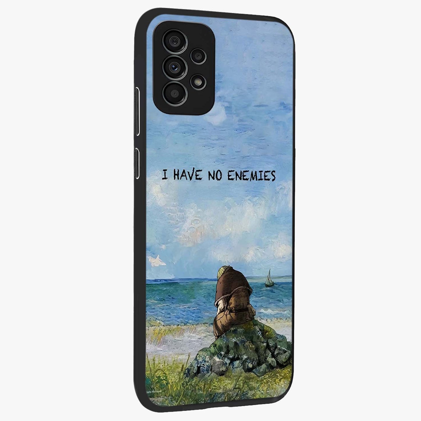 Peace Beyond War Glass Case upright view showcasing powerful peace symbol artwork with inspirational theme.