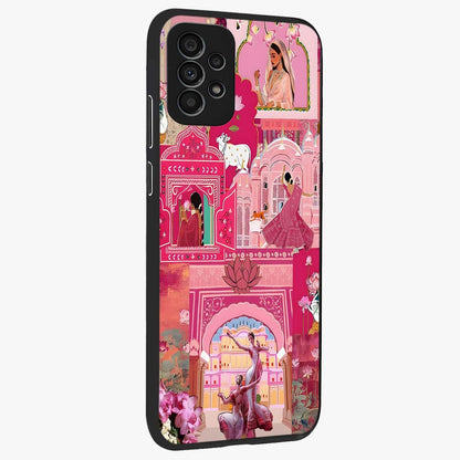 Pink Palace Muse Glass Case upright view showcasing artistic palace artwork with graceful royal theme.