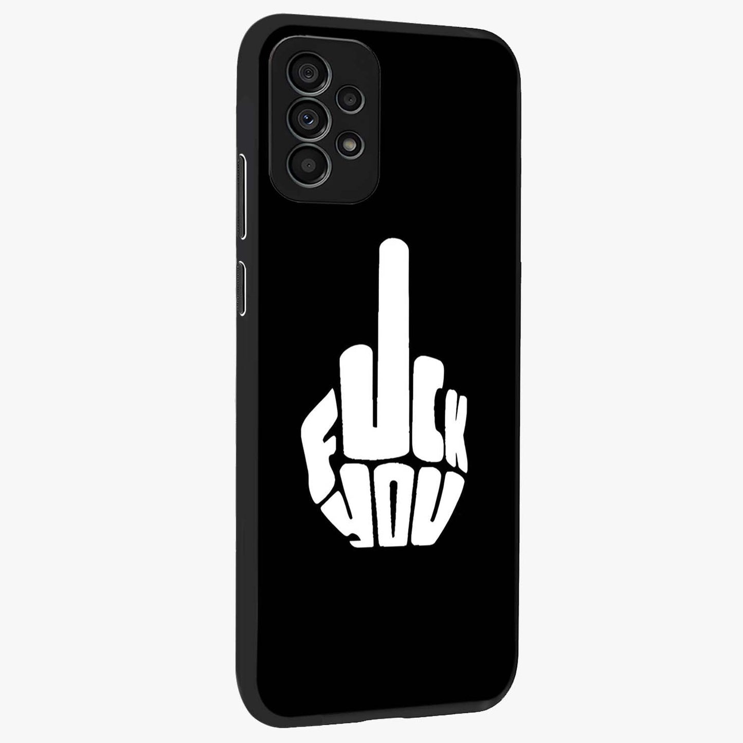 Rebel Mode On Glass Case upright view showcasing striking statement artwork with bold rebellious theme.
