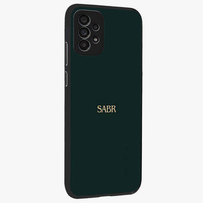 Sabr Minimal Patience Glass Case upright view showcasing calm minimalist artwork with motivational patience theme.