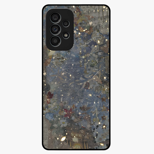 Aesthetic Astrolophia Glass Case showing flat back view with dreamy aesthetic design and glossy glass finish.