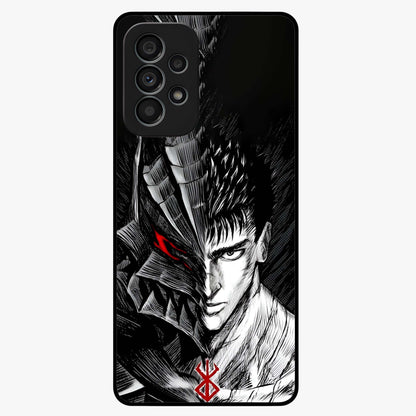 Berserker Blood Oath Glass Case showing flat back view with fierce warrior inspired artwork and glossy glass finish.