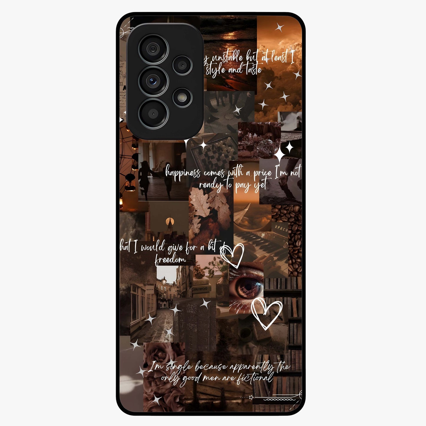 Bittersweet Aesthetic Chaos Glass Case showing flat back view with artistic chaotic aesthetic design and glossy glass finish.