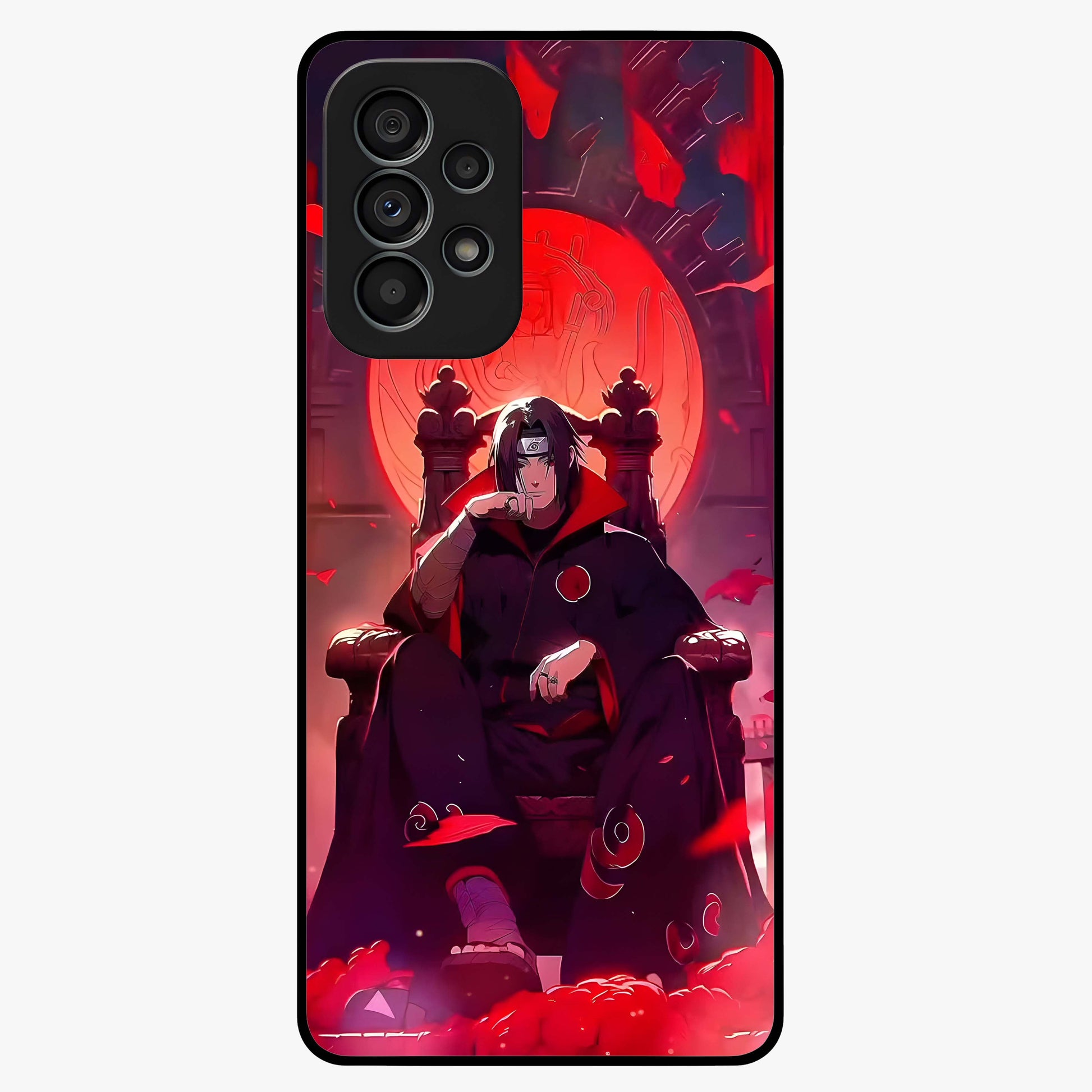 Blood Moon Sovereign Glass Case showing flat back view with mystical blood moon artwork and glossy glass finish.