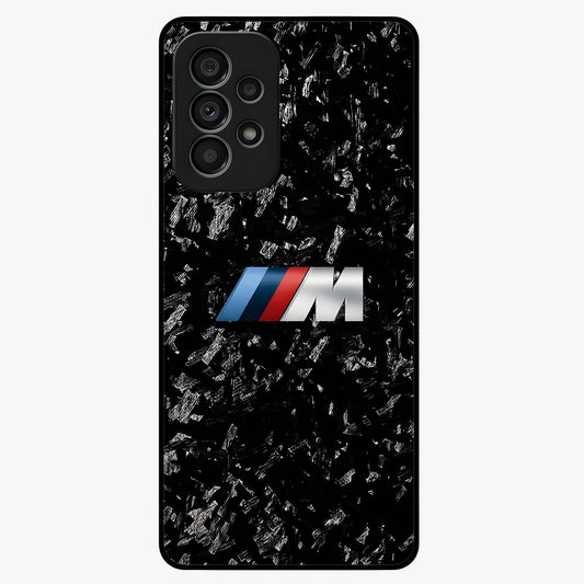 Carbon Speed Mark Glass Case showing flat back view with sporty carbon pattern artwork and glossy glass finish.