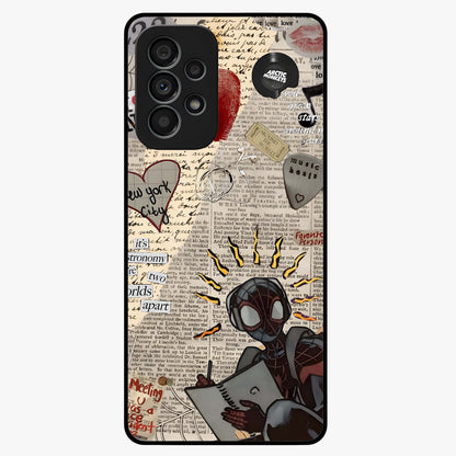 City Dream Sketch Glass Case showing flat back view with artistic city skyline sketch artwork and glossy glass finish.
