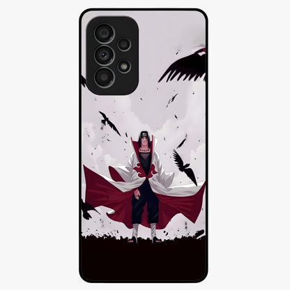 Crimson Crow Ascension Glass Case showing flat back view with mystical crow artwork and glossy glass finish.