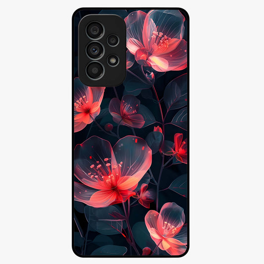 Dark Shade of Flower Glass Case showing flat back view with elegant dark floral artwork and glossy glass finish.