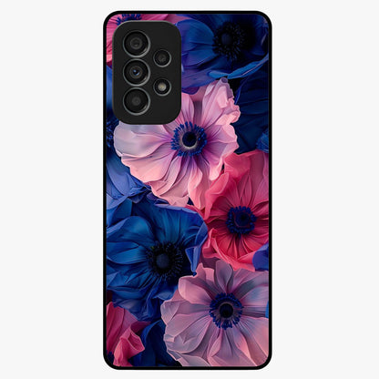 Flower Paper Art Pattern Glass Case showing flat back view with paper cut style floral artwork and glossy glass finish.
