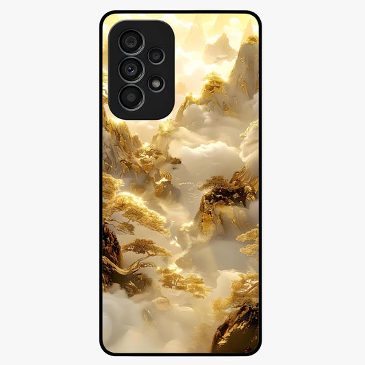 Gates Of Illumination Glass Case showing flat back view with mystical illuminated gate artwork and glossy glass finish.
