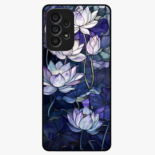 Gloss Petal Rush Glass Case showing flat back view with glossy flower petal artwork and smooth glass finish.