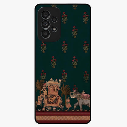 Macmerise Glass Case showing flat back view with stylish modern artwork and glossy glass finish.
