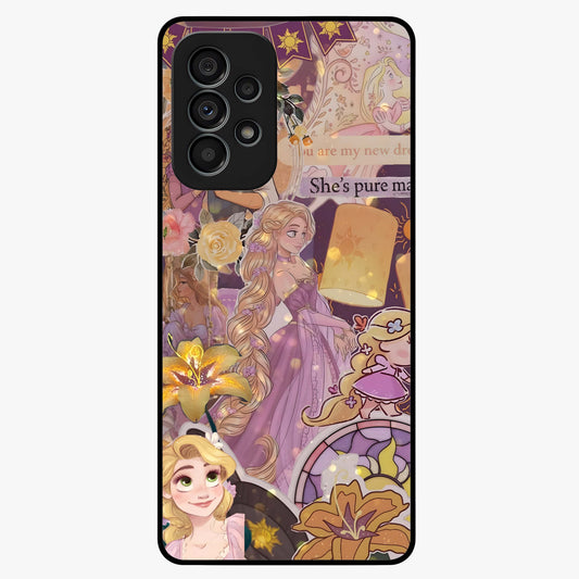 Magical Tangled Dream Glass Case showing flat back view with dreamy tangled artwork and glossy glass finish.