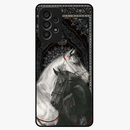 Majestic Ride Legacy Glass Case showing flat back view with powerful automotive inspired artwork and glossy glass finish.