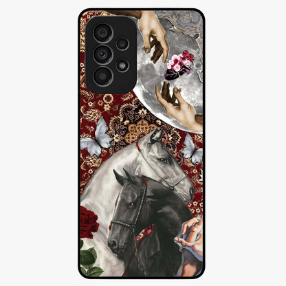 Moonlit Royal Stallion Glass Case showing flat back view with majestic horse under moonlight artwork and glossy glass finish.