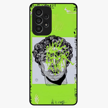 Neo Graffiti Rebellion Glass Case showing flat back view with vibrant graffiti artwork and glossy glass finish.