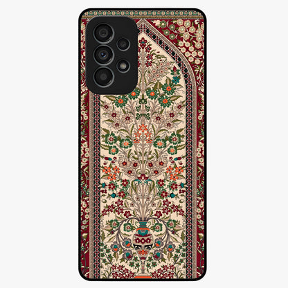 Persian Inspired Glass Case showing flat back view with ornate Persian style pattern artwork and glossy glass finish.