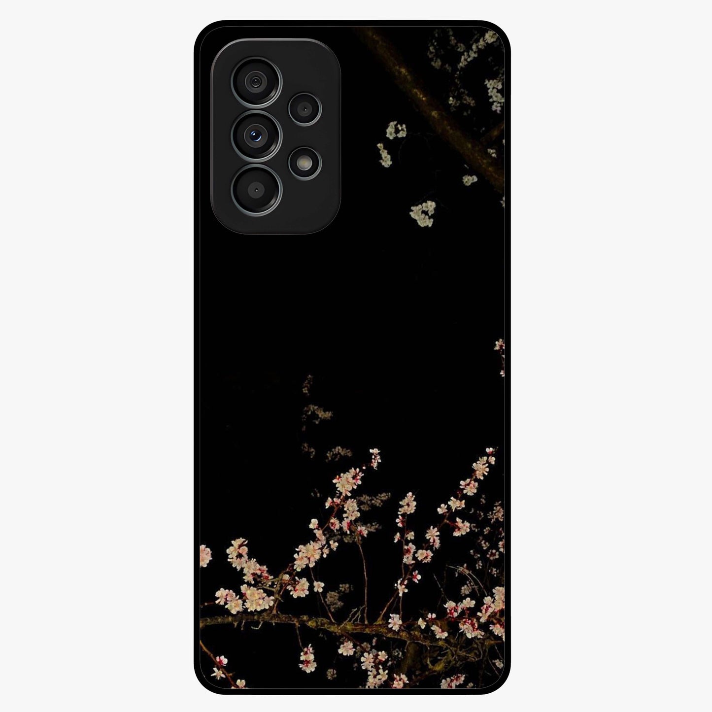 Petal Moon Light With Custom Name Glass Case showing flat back view with floral moonlight artwork and personalized name design.
