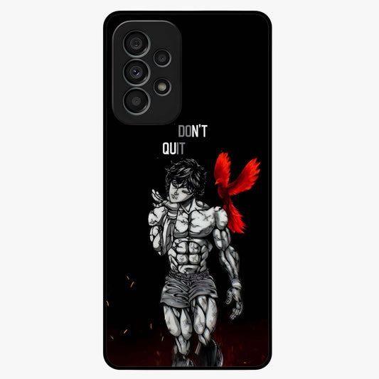 Rise Beyond Limits Glass Case showing flat back view with motivational typography artwork and glossy glass finish.