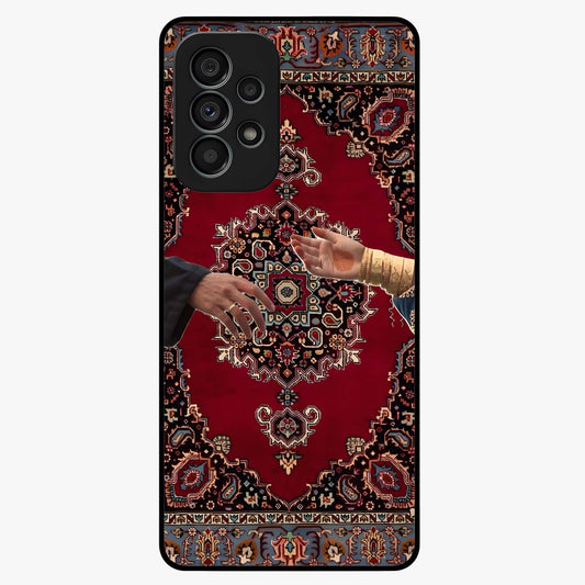 Royal Touch Reach Glass Case showing flat back view with elegant royal themed artwork and glossy glass finish.