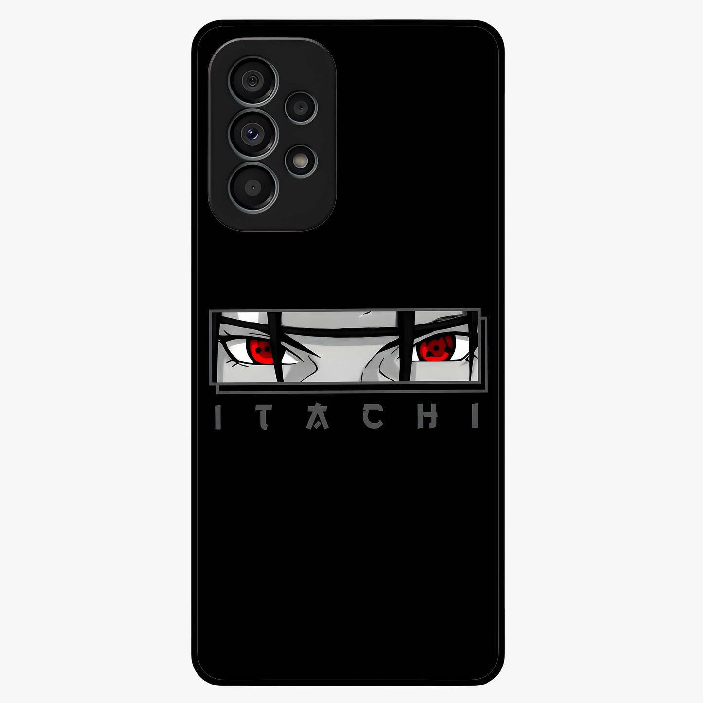 Scarlet Gaze Dominance Glass Case showing flat back view with striking red themed artwork and glossy glass finish.