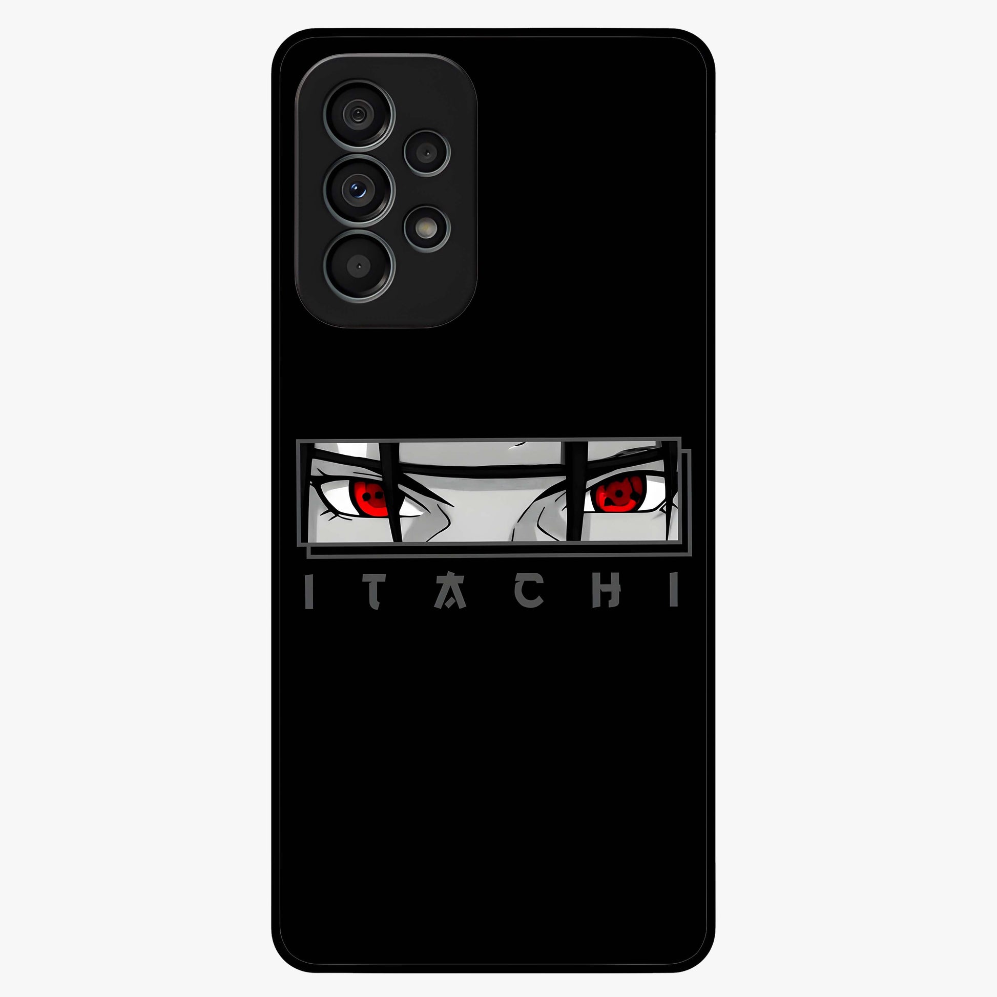 Scarlet Gaze Dominance Glass Case showing flat back view with striking red themed artwork and glossy glass finish.