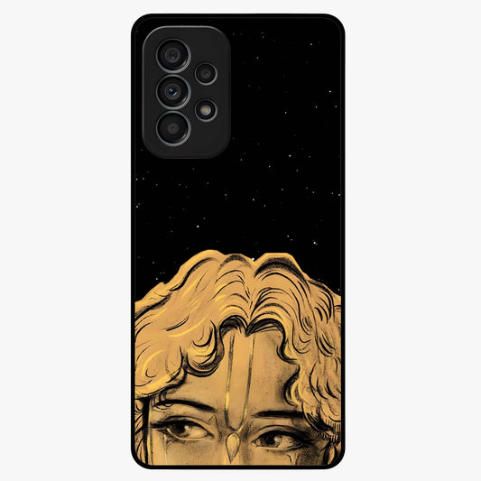 Shri Krishna Art Glass Case showing flat back view with devotional Krishna artwork and glossy glass finish.