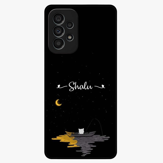 Silent Night Row Glass Case showing flat back view with calm night themed artwork and glossy glass finish.