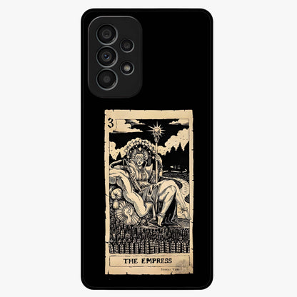 The Empress Glass Case showing flat back view with regal feminine artwork and glossy glass finish.