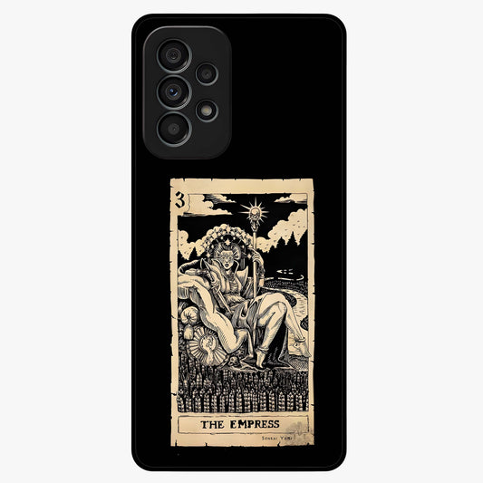 The Empress Glass Case showing flat back view with regal feminine artwork and glossy glass finish.